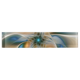 Porte-nom Pour Bureau Fantaisie abstraite et aérienne d'art fractal avec