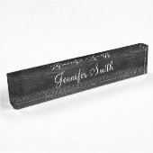 Porte-nom Pour Bureau Faux Bois Grain Noir