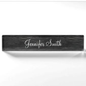 Porte-nom Pour Bureau Faux Bois Grain Noir (Devant)