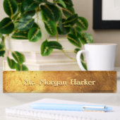 Porte-nom Pour Bureau Faux brossé Or gravé