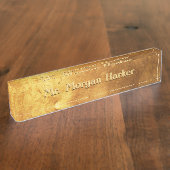 Porte-nom Pour Bureau Faux brossé Or gravé (Taille)