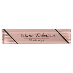 Porte-nom Pour Bureau Faux d'or Rose Foil Ftripped