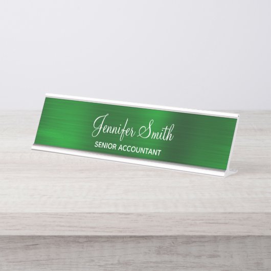 Porte-nom Pour Bureau Faux émeraude vert feuille (Devant)