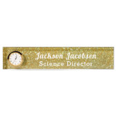 Porte-nom Pour Bureau Faux Glittery Gold Science (Devant)