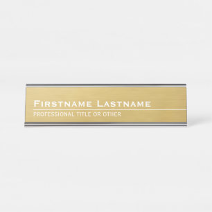 Porte-nom Pour Bureau Faux Gold Foil moderne avec nom et titre