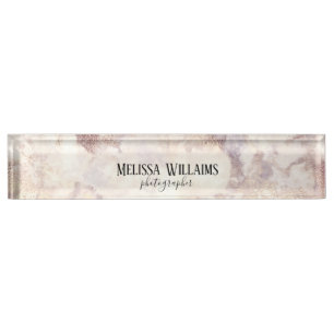 Porte-nom Pour Bureau Faux Gold Marble Business Desk Nameplate