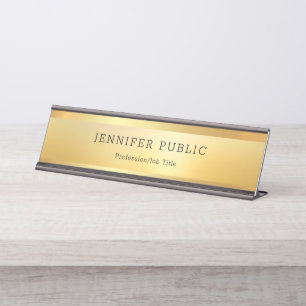 Porte-nom Pour Bureau Faux Gold Modern Elegant Luxueux Professionnel