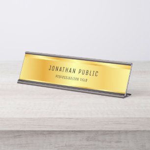 Porte-nom Pour Bureau Faux Gold Moderne Élégant Glamor Modèle tendance