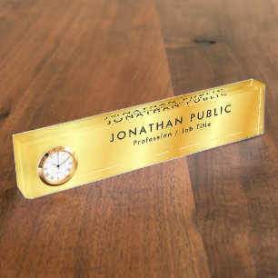 Porte-nom Pour Bureau Faux Gold Nom personnalisé Modèle texte