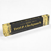 Porte-nom Pour Bureau Faux Gold paint employé code d'anniversaire