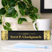 Porte-nom Pour Bureau Faux Gold paint employé code d'anniversaire