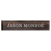 Porte-nom Pour Bureau Faux grain de bois foncé (Devant)
