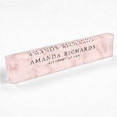 Porte-nom Pour Bureau Faux marbre rose