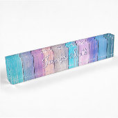 Porte-nom Pour Bureau Faux planches de bois rose sarcelle violet