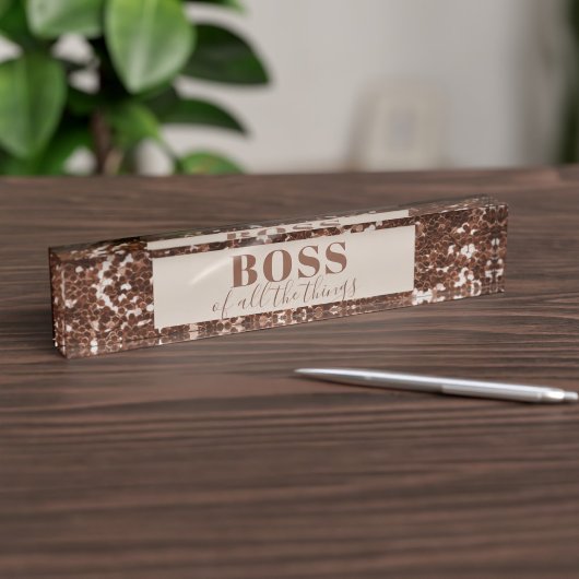 Porte-nom Pour Bureau Faux Rose Gold Parties scintillant Boss Bloc Burea