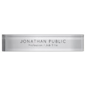 Porte-nom Pour Bureau Faux Silver Glamor Élégant Modèle moderne (Devant)