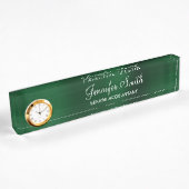 Porte-nom Pour Bureau Faux vert foncé avec titre de poste
