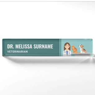 Porte-nom Pour Bureau Femme vétérinaire clinique vétérinaire animal de c
