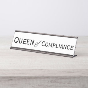 Porte-nom Pour Bureau Femmes agente de conformité de la reine