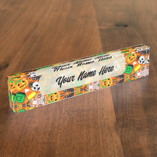 Porte-nom Pour Bureau Fête des Candies Éffrayantes d'Halloween (Taille)