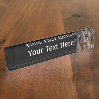 Porte-nom Pour Bureau Fête du chameau HumpDay sur l'herbe verte personna