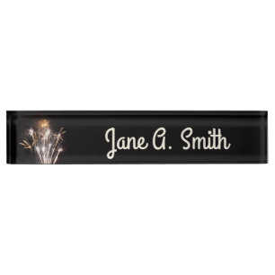 Porte-nom Pour Bureau Feu d'artifice blanc et or II Fête patriotique