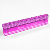 Porte-nom Pour Bureau Feu main Hamsa : Coeur (rose) (Monogramme)
