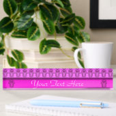 Porte-nom Pour Bureau Feu main Hamsa : Coeur (rose) (Monogramme)