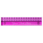 Porte-nom Pour Bureau Feu main Hamsa : Coeur (rose) (Monogramme) (Devant)