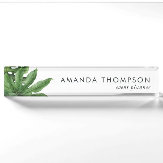 Porte-nom Pour Bureau Feuillage de verdure tropicale (Devant)