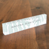 Porte-nom Pour Bureau Feuille de monstère botanique tropicale (Taille)