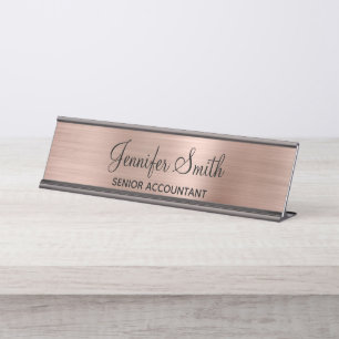 Porte-nom Pour Bureau Feuille de rose en or faux féminin