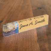 Porte-nom Pour Bureau Feuille d'érable jaune congelée Automne Nature (Taille)