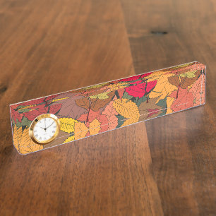 Porte-nom Pour Bureau Feuilles d'automne colorées