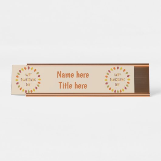 Porte-nom Pour Bureau Feuilles de chêne Thanksgiving Custom (Devant)