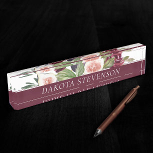 Porte-nom Pour Bureau Figues florissantes Elégante aquarelle Florale e