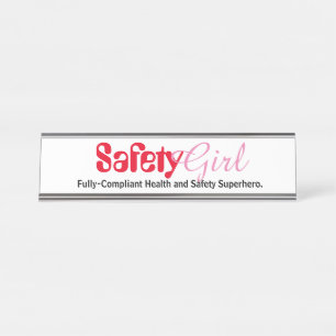 Porte-nom Pour Bureau Fille de sécurité Funny Filles Agente de santé