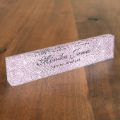 Porte-nom Pour Bureau Fille Glittery Argent Faux rose clair (Taille)