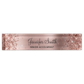 Porte-nom Pour Bureau Fille Glittery Rose Gold Faux Foil (Devant)
