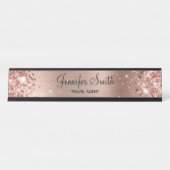 Porte-nom Pour Bureau Fille Glittery Rose Gold Foil (Devant)