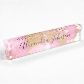 Porte-nom Pour Bureau Fille laveuse rose et or