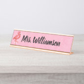 Porte-nom Pour Bureau Flamant rose rose professionnel d'éducateur de (Devant)