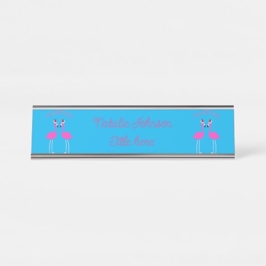 Porte-nom Pour Bureau Flamants roses Lesbiennes de Noël Flamant rose Bel (Devant)