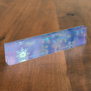 Porte-nom Pour Bureau Flèches de neige Iridescente