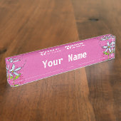 Porte-nom Pour Bureau Fleur blanc de marguerite rose (Taille)