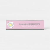 Porte-nom Pour Bureau Fleur Botanique Faisy Rose (Devant)