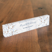 Porte-nom Pour Bureau Fleur de cerisier blanc Marbre bleu (Taille)