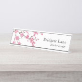 Porte-nom Pour Bureau Fleur de cerisier | Nom + titre (Devant)