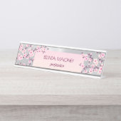 Porte-nom Pour Bureau Fleur de cerisier rose (Devant)