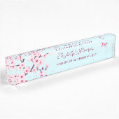 Porte-nom Pour Bureau Fleur de cerisier rose Turquoise